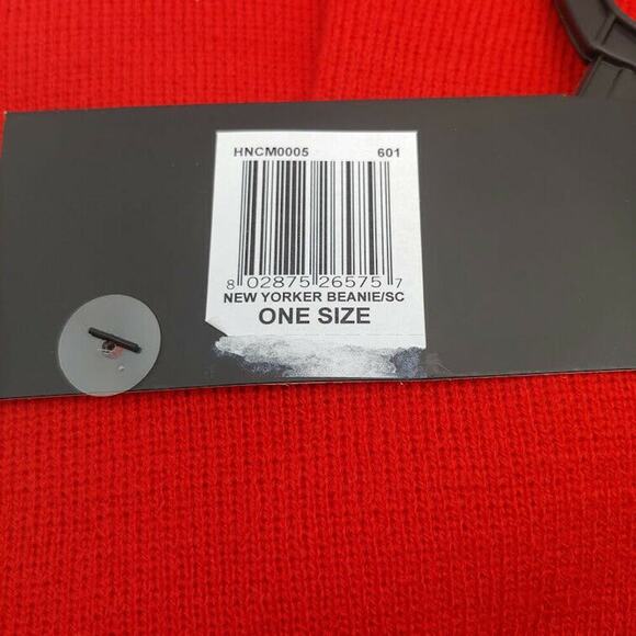 NEW Hurley Men's New Yorker Beanie & Scarf 2 Piece Set Red White Stripe OS - Picture 7 of 7